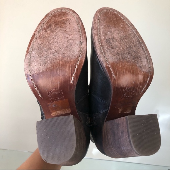 Hinge barris distressed leather ankle boots double zip heeled booties - Picture 13 of 14